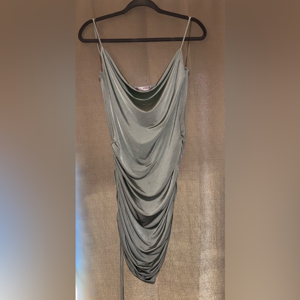 Blue Blush Draped Cowl Dress in Sage Green